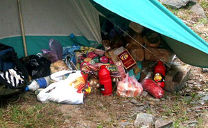 Размещение продуктов в палатке